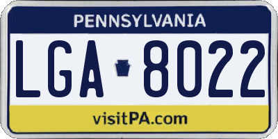 PA license plate LGA8022