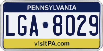 PA license plate LGA8029