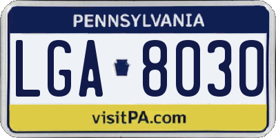 PA license plate LGA8030