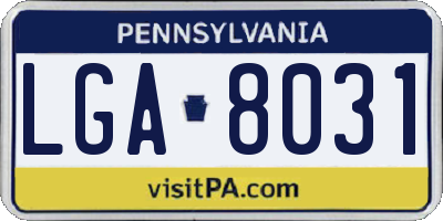 PA license plate LGA8031