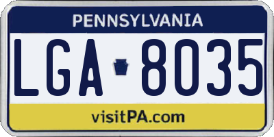 PA license plate LGA8035