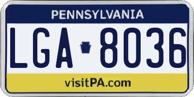 PA license plate LGA8036