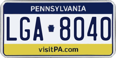 PA license plate LGA8040