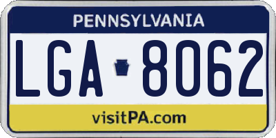 PA license plate LGA8062