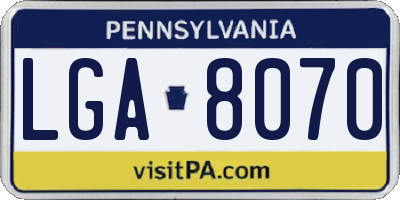 PA license plate LGA8070