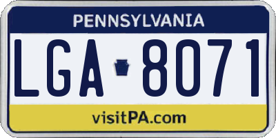 PA license plate LGA8071