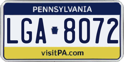 PA license plate LGA8072