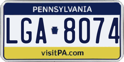 PA license plate LGA8074