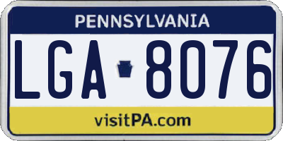 PA license plate LGA8076