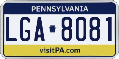 PA license plate LGA8081
