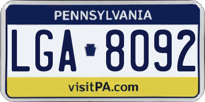 PA license plate LGA8092