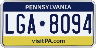 PA license plate LGA8094