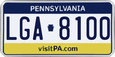 PA license plate LGA8100