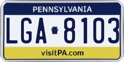 PA license plate LGA8103