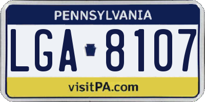 PA license plate LGA8107