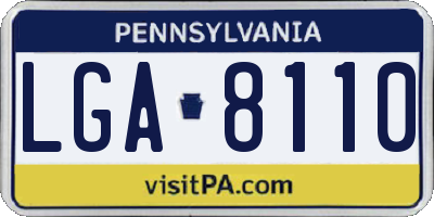 PA license plate LGA8110