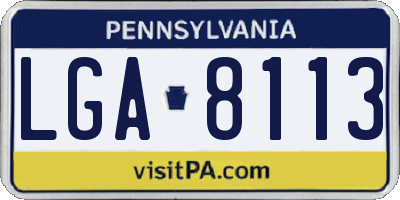 PA license plate LGA8113