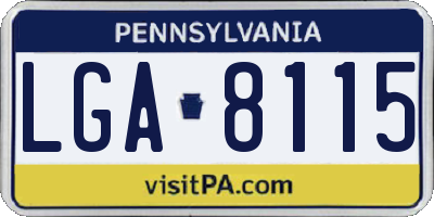 PA license plate LGA8115