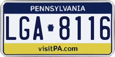 PA license plate LGA8116