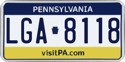 PA license plate LGA8118