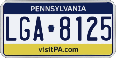 PA license plate LGA8125