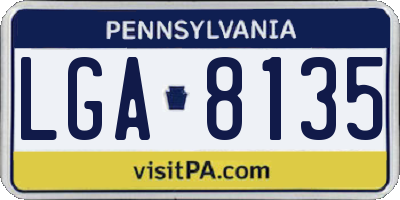 PA license plate LGA8135