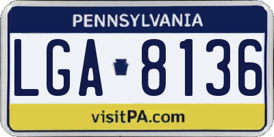 PA license plate LGA8136