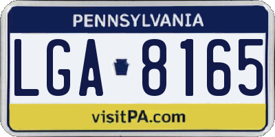 PA license plate LGA8165