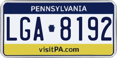 PA license plate LGA8192