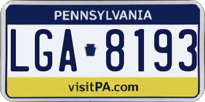 PA license plate LGA8193