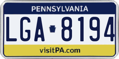 PA license plate LGA8194