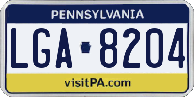 PA license plate LGA8204