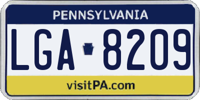 PA license plate LGA8209