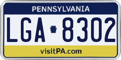 PA license plate LGA8302