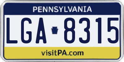 PA license plate LGA8315
