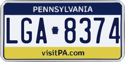 PA license plate LGA8374