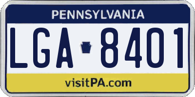 PA license plate LGA8401