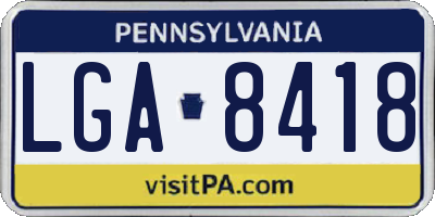 PA license plate LGA8418