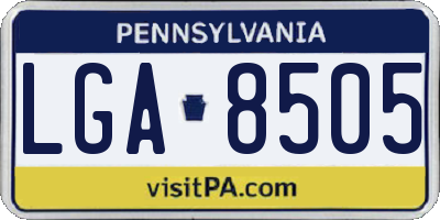 PA license plate LGA8505
