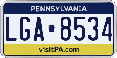 PA license plate LGA8534