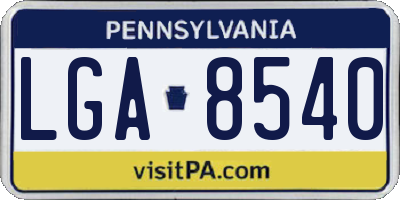 PA license plate LGA8540