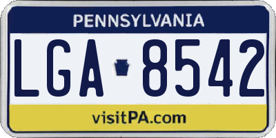 PA license plate LGA8542