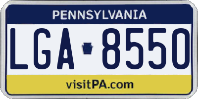PA license plate LGA8550