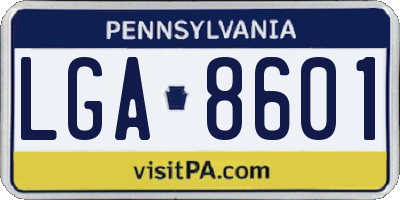 PA license plate LGA8601