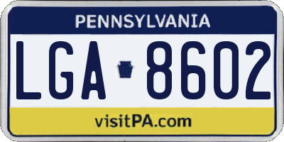 PA license plate LGA8602
