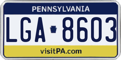 PA license plate LGA8603