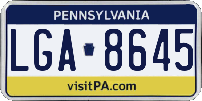 PA license plate LGA8645