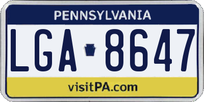 PA license plate LGA8647