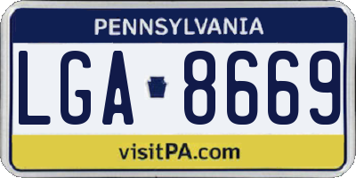 PA license plate LGA8669