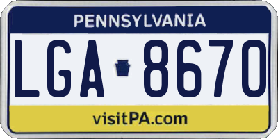 PA license plate LGA8670